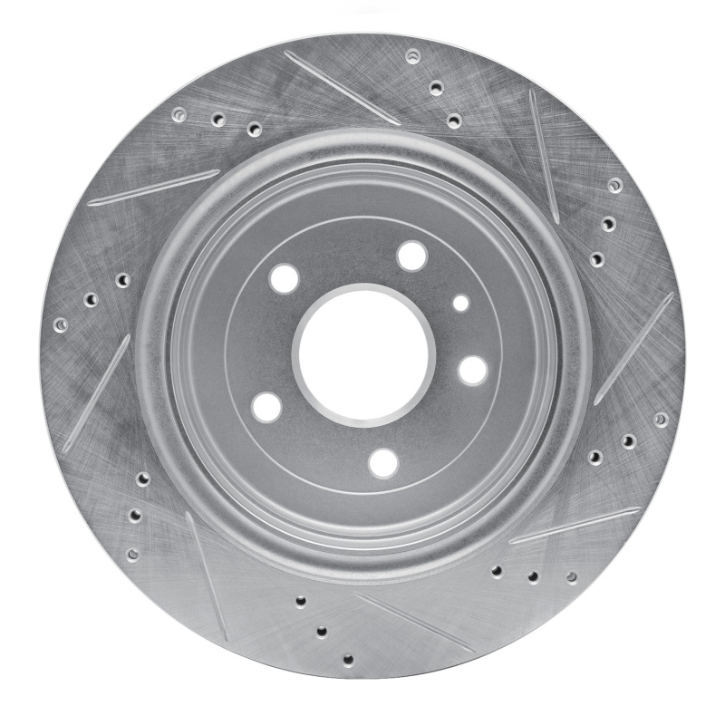 Chevrolet Corvette Brake Rotor (1) - Rear Left - R1 Concepts - Drilled & Slotted - Silver - `14-`19